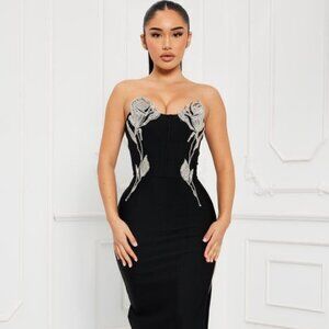 Oscars Lady Embellished Maxi Dress - Black